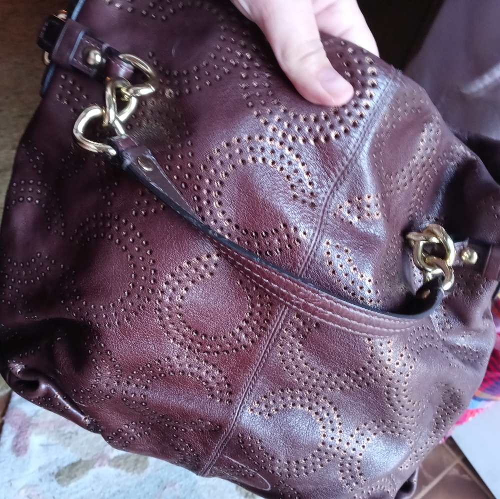 Coach Shoulder and Handbag with Gold Accent